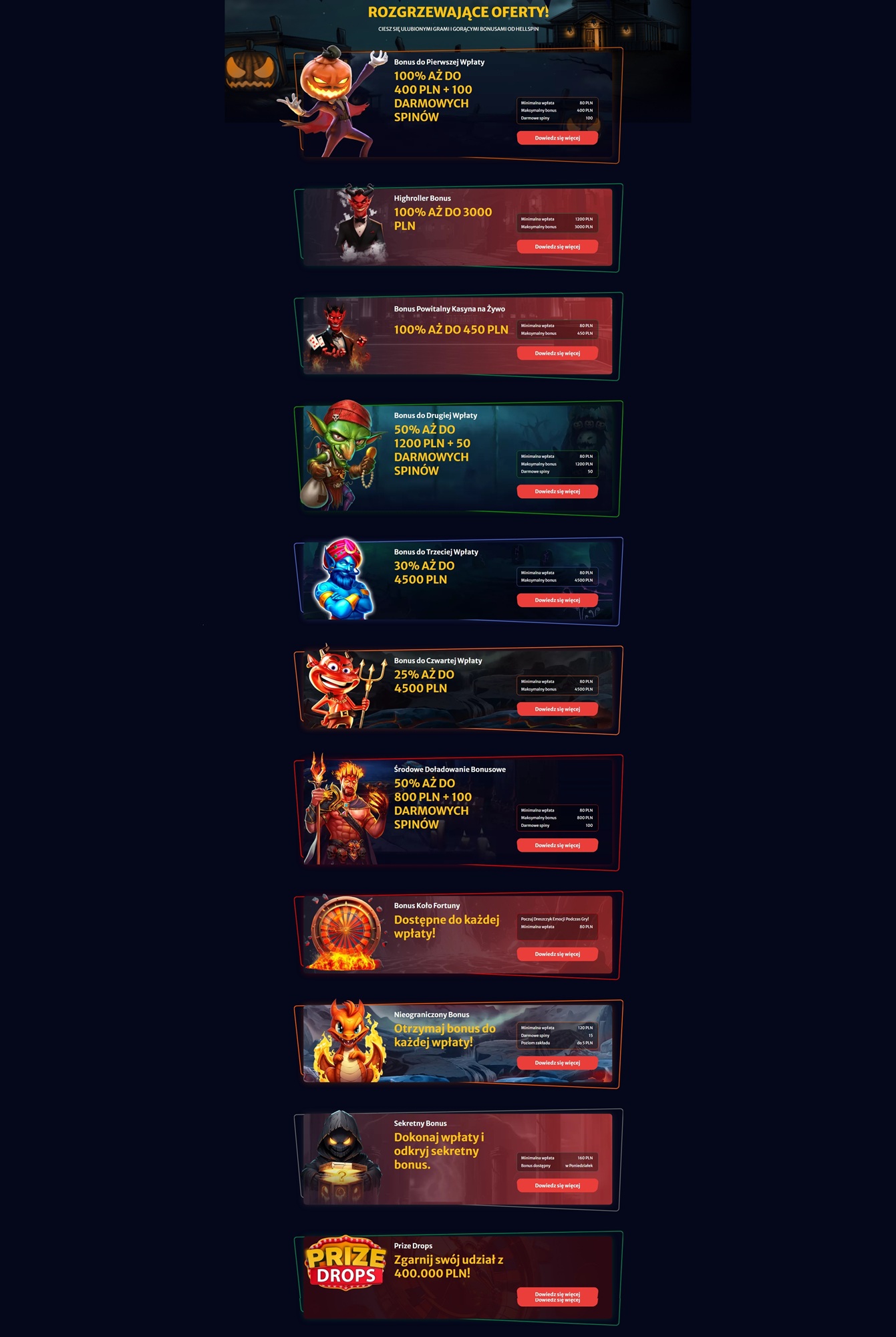 Bonusy w HellSpin Casino