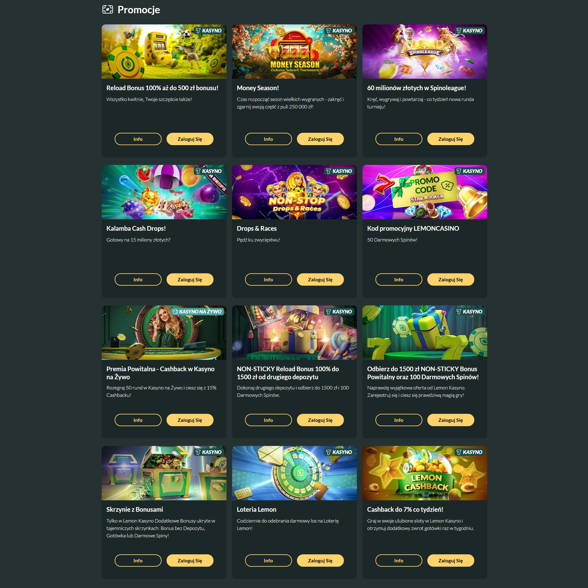 Bonusy w Lemon Casino